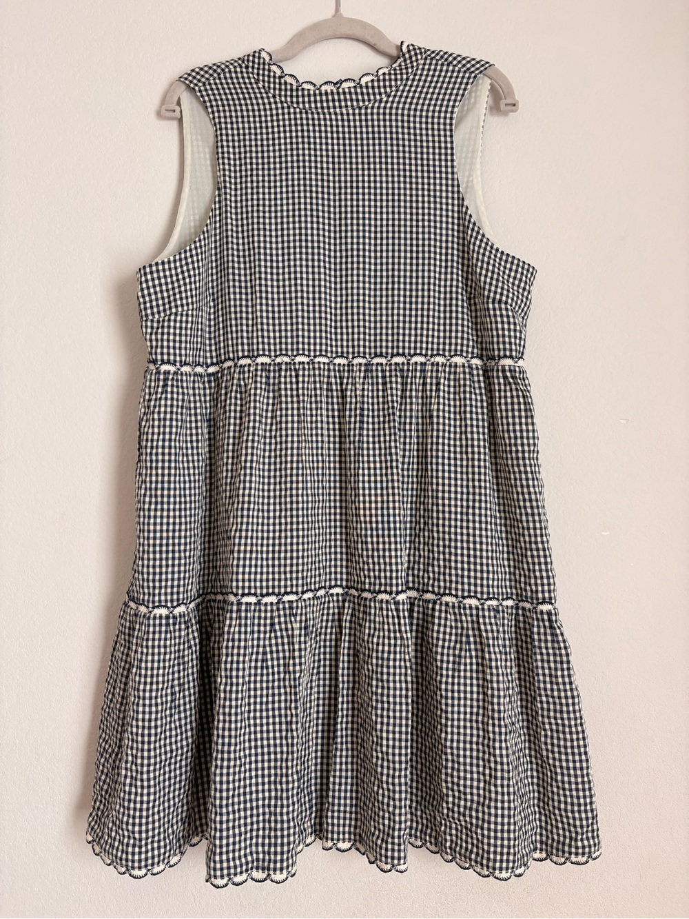 Pomander Place Navy Gingham Morgan Dress- size Large - Picture 6 of 14